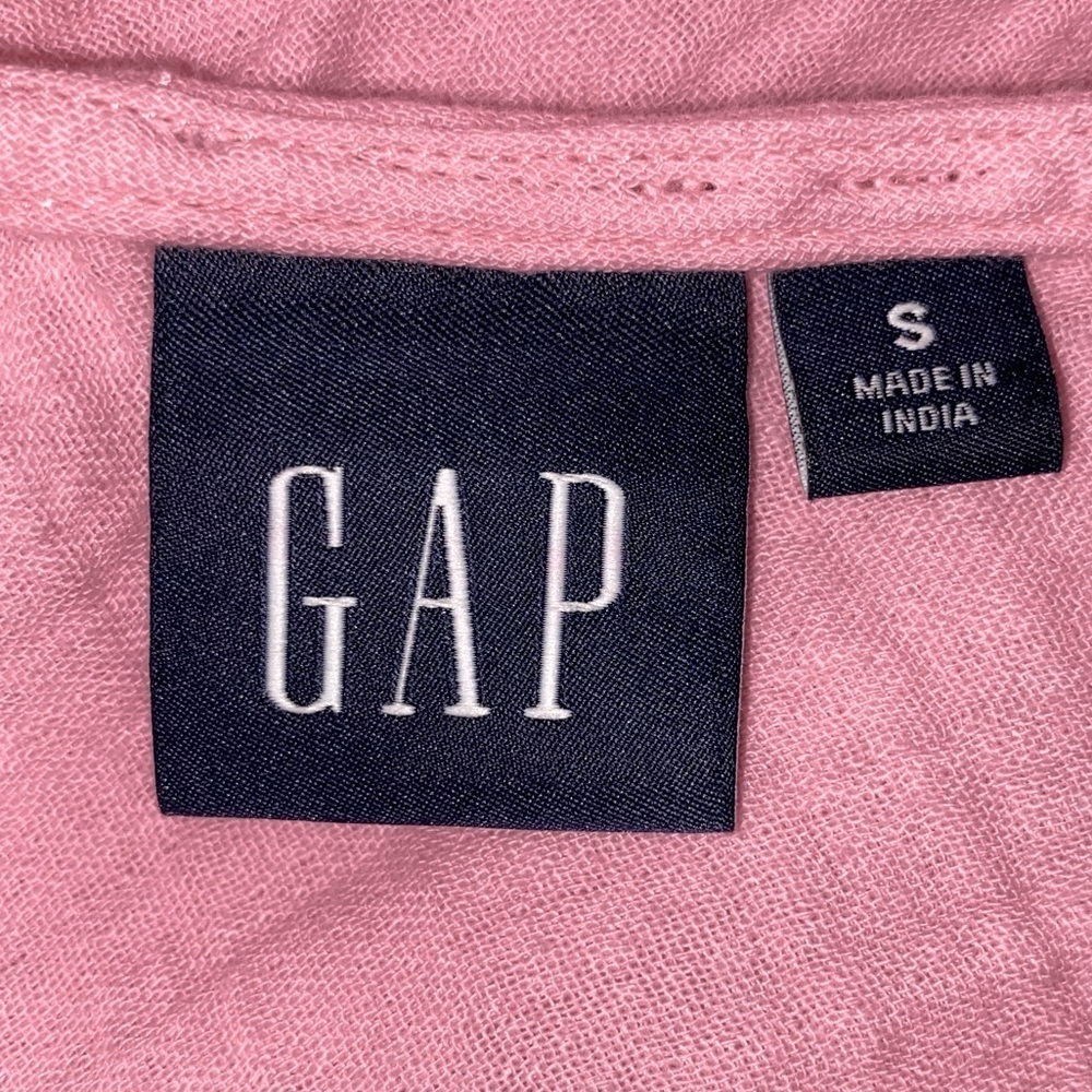 GAP Mini Dress Crinkle Gauze Puff Short Sleeve Tiered Pink Women Size S - Picture 11 of 12